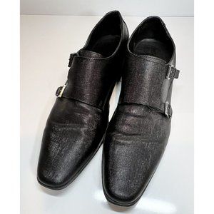 Calvin Klein Men’s Double Monk Strap Black Butler Dress Shoes, Size 12D.